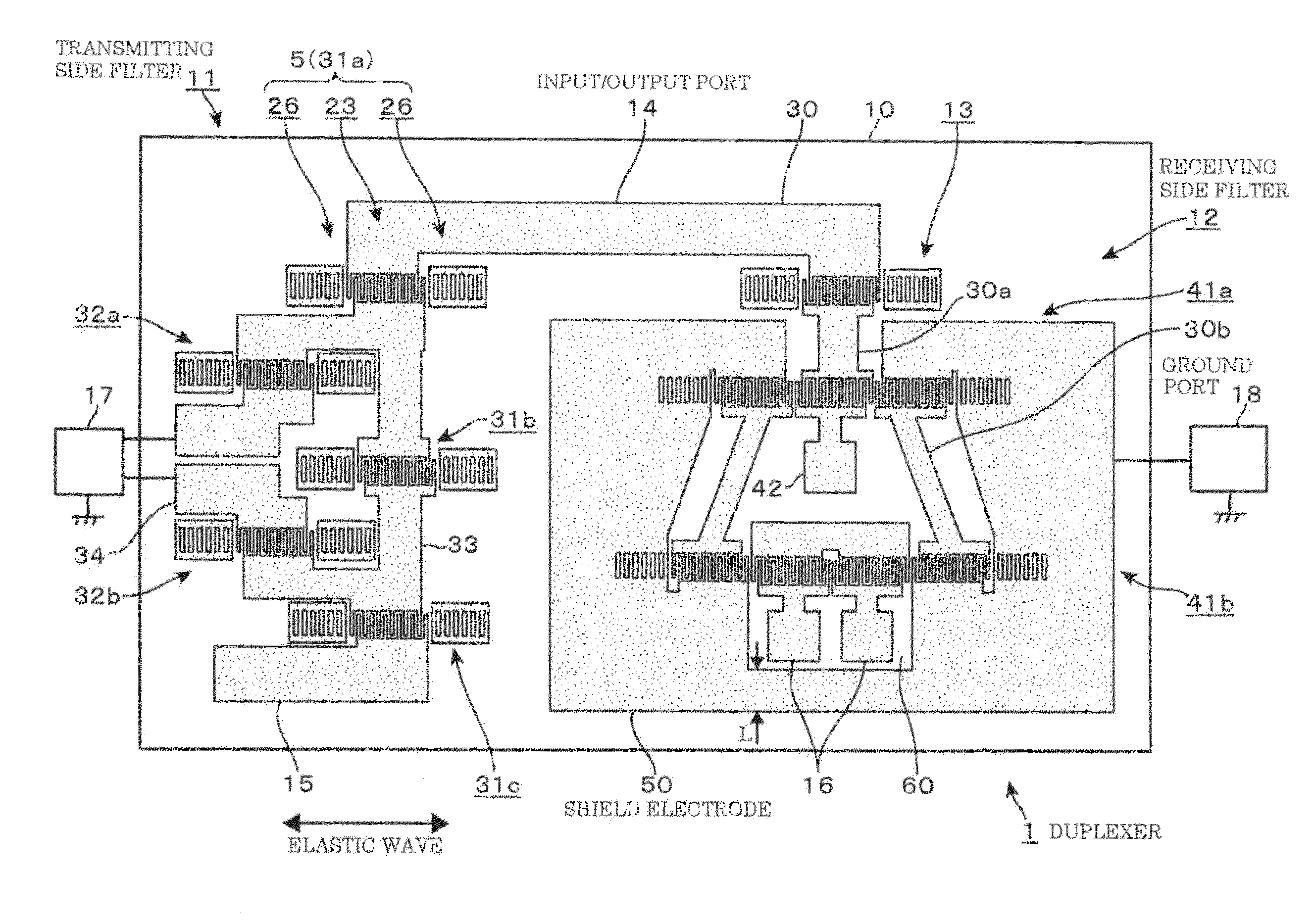 Receiving side filter of duplexer and duplexer