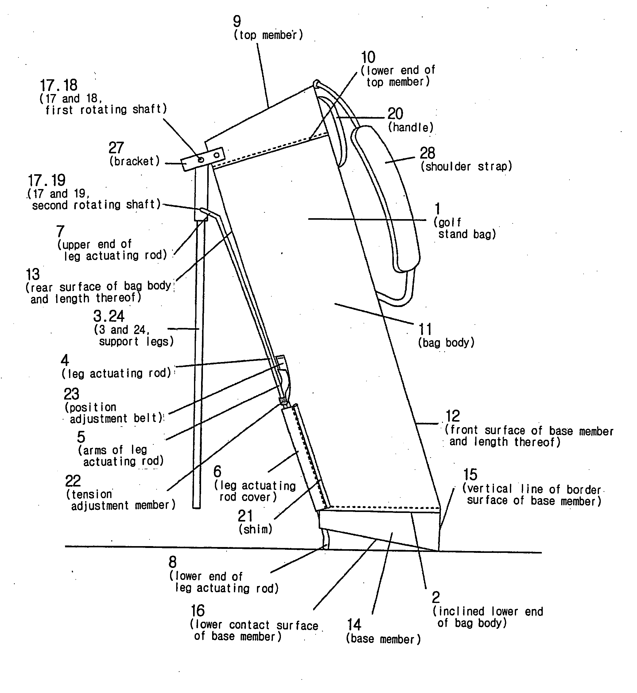 Golf stand bag having folding body