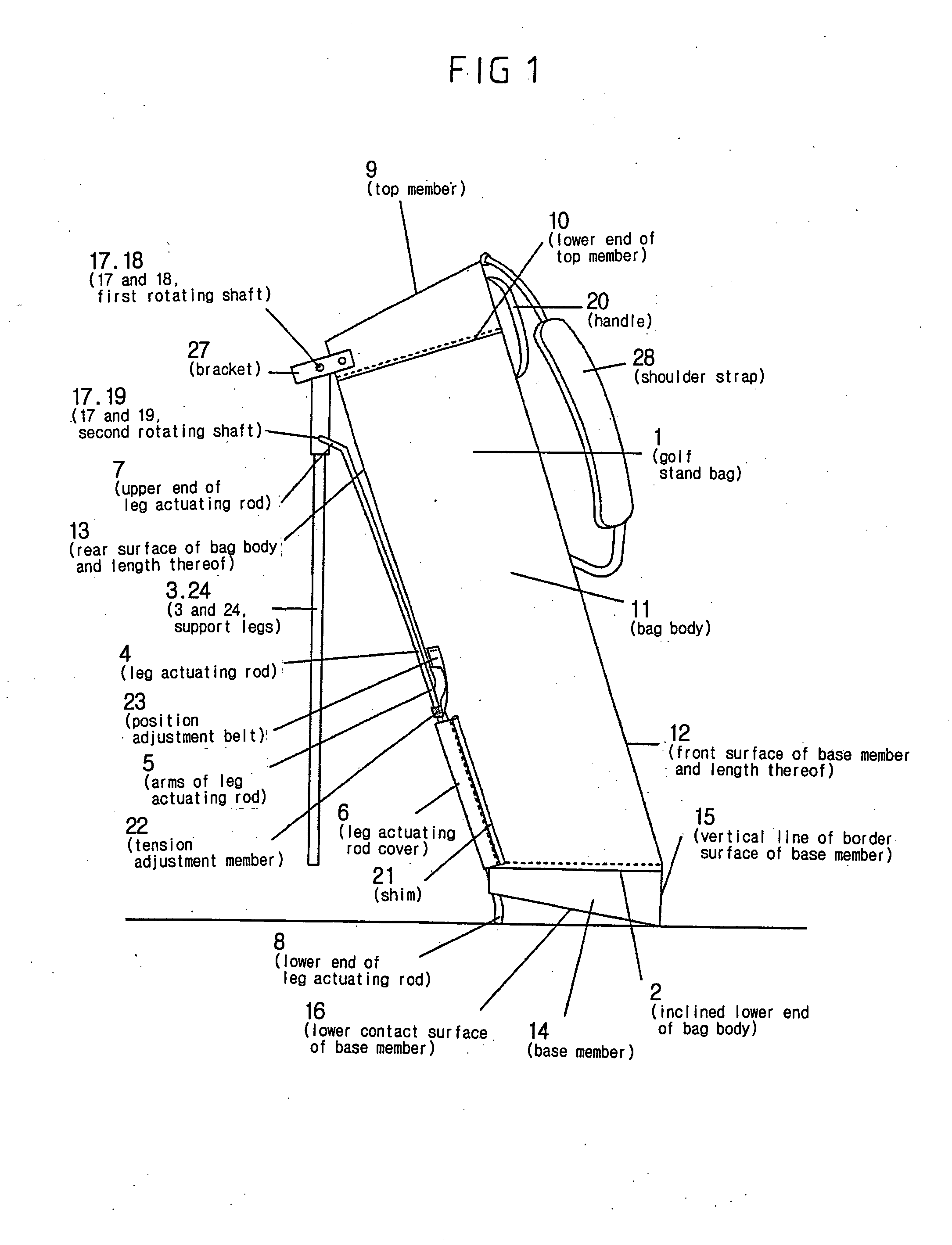 Golf stand bag having folding body