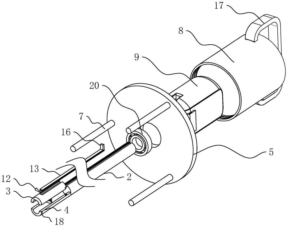 Wire penetrating device of plastic extruding machine