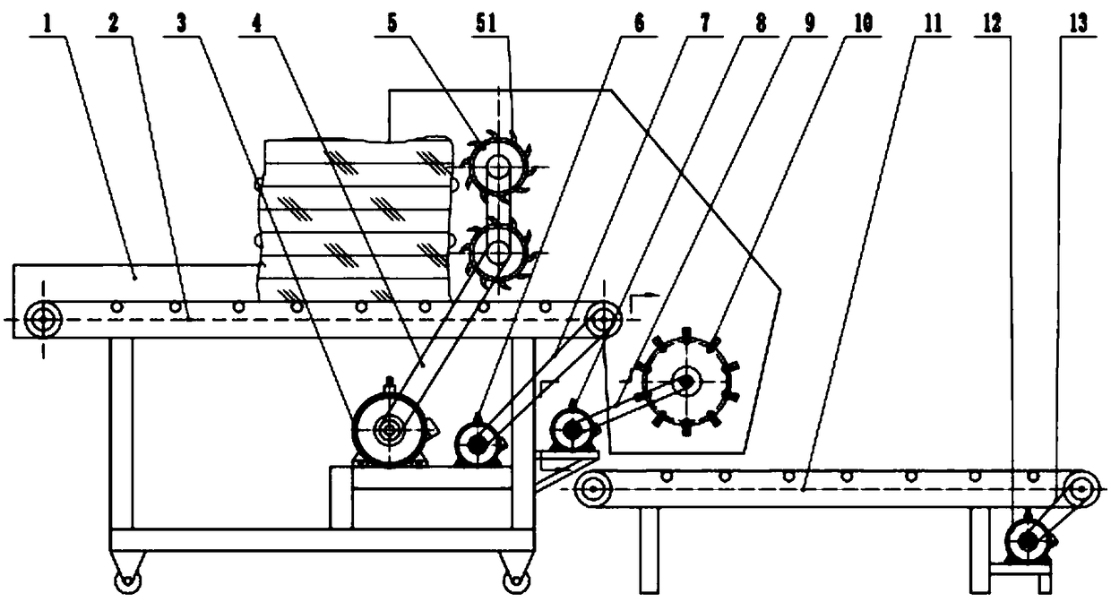 Integrated straw unpacking and smashing machine