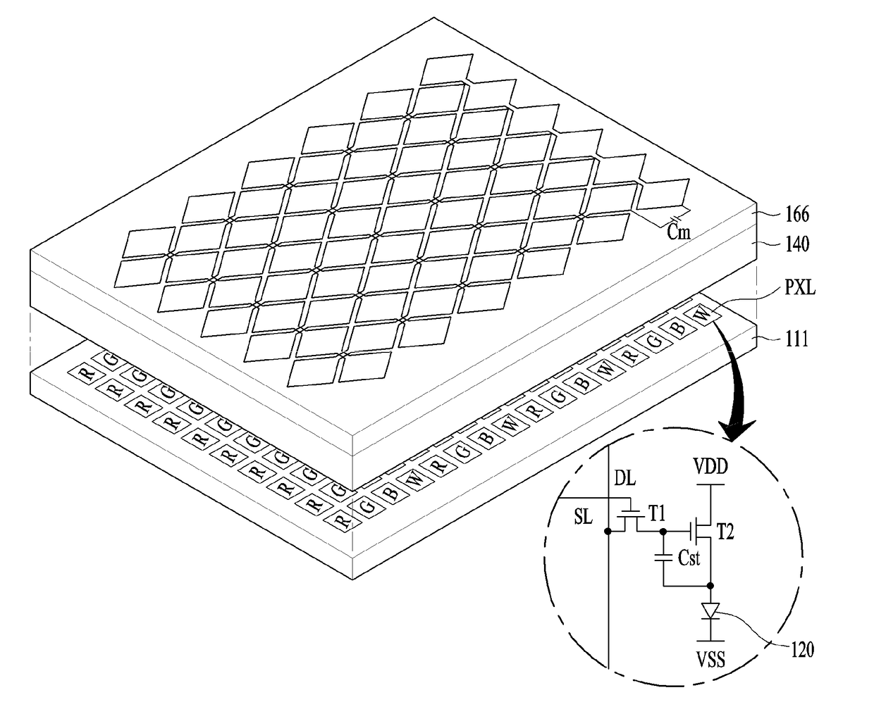 Display device with an integrated touch sensor