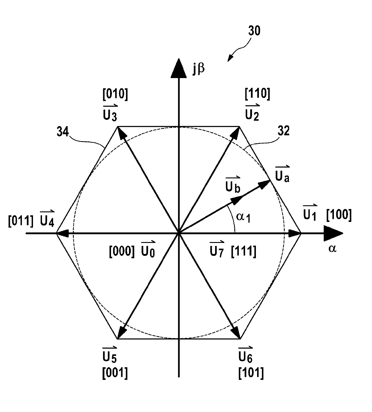 Actuation method for three-phase current machine and actuation device