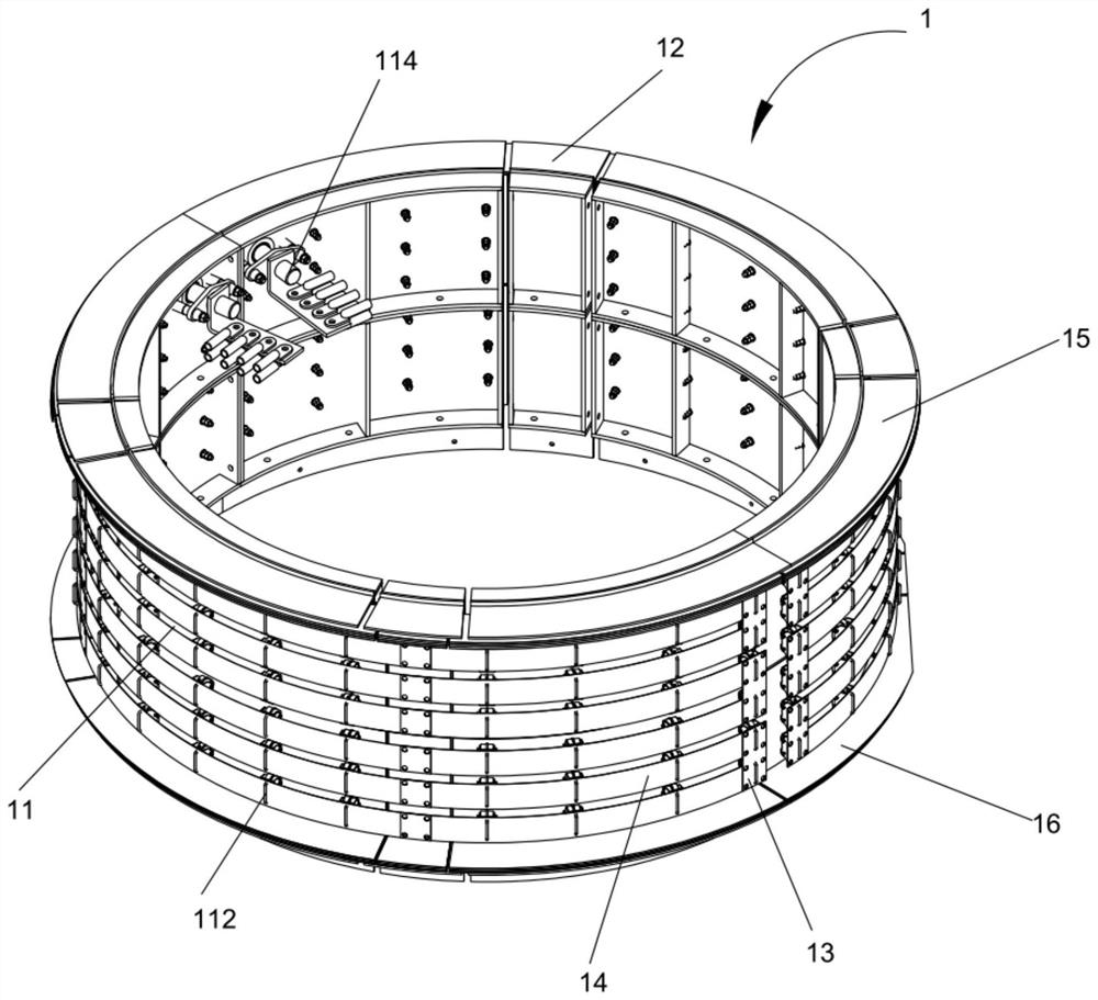 A heating device for a spherical shell