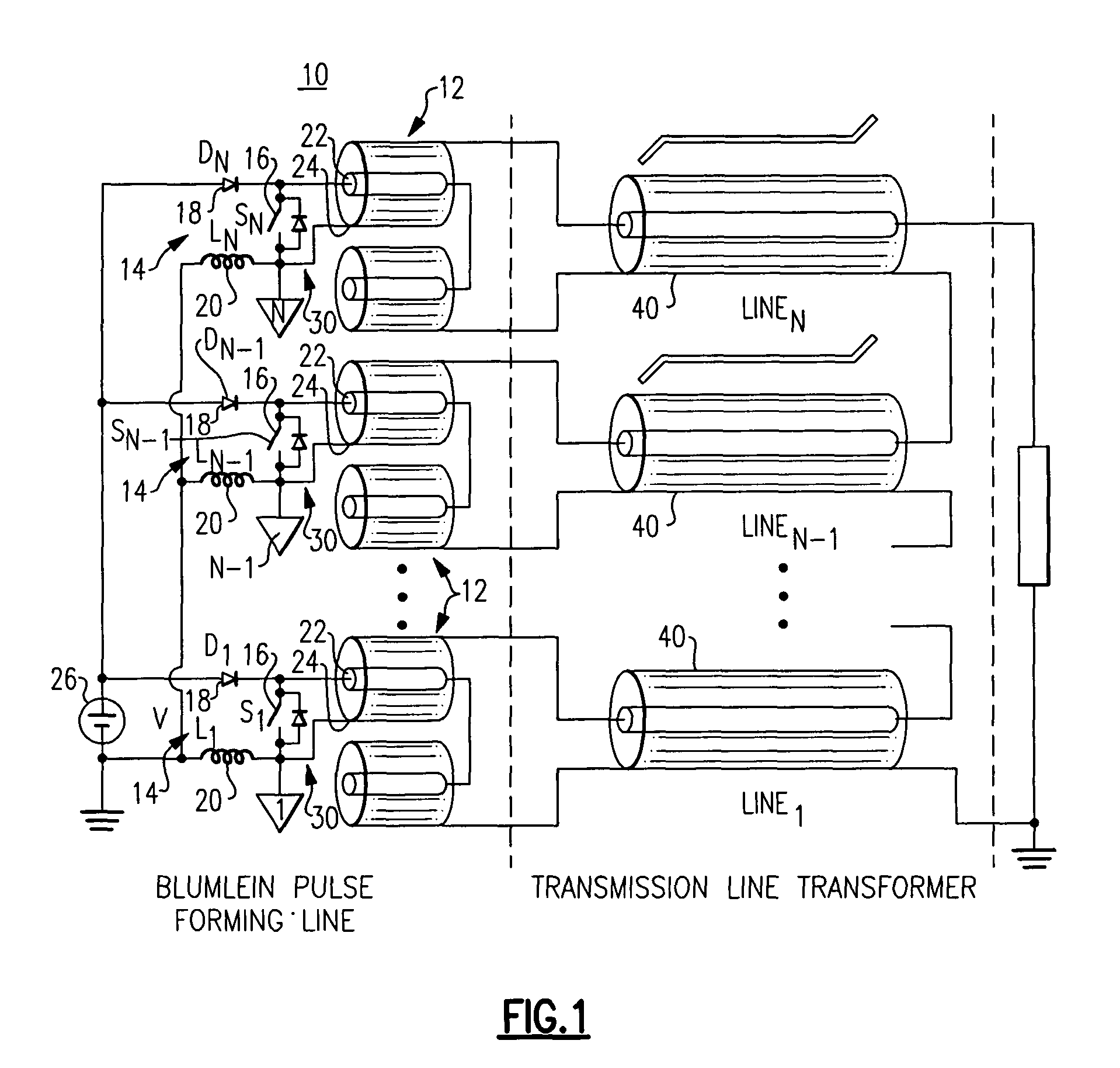 Transmission line based high voltage pulse generator