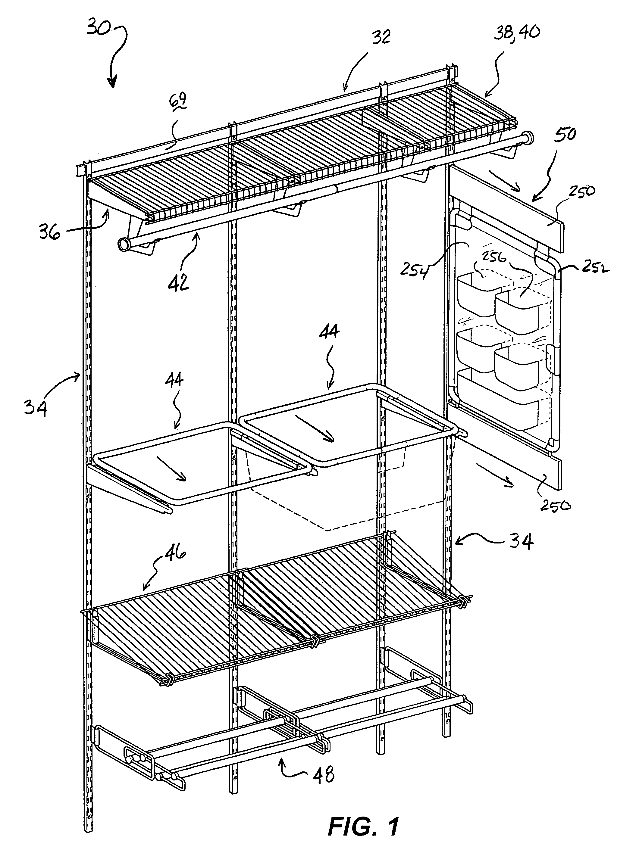 Adjustable closet organizer system