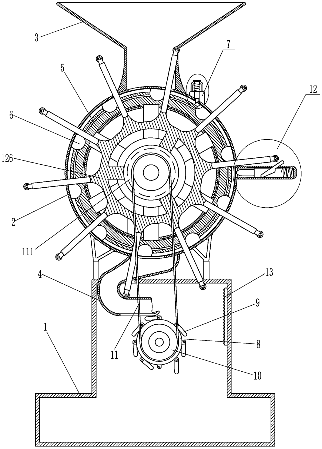 Separation device for shells and kernels of camellia fruits