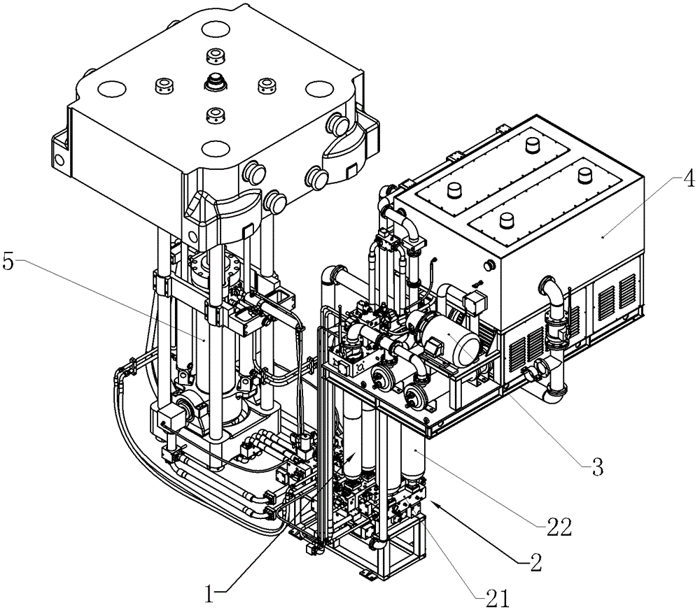 Hydraulic device with high pressure and large flow rate for rapid boosting