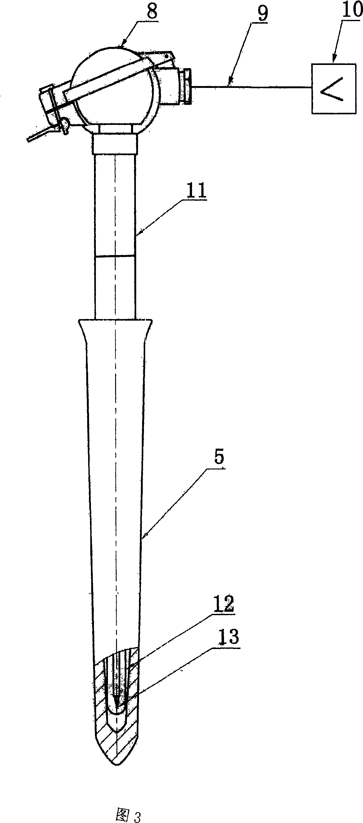 Pouring-basket plug-rod with continuous temperature measuring function