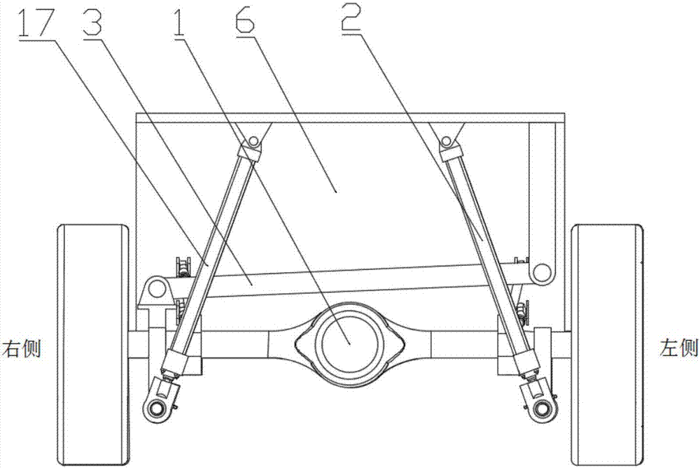 Hill and mountain tractor body attitude adjusting device and adjusting method