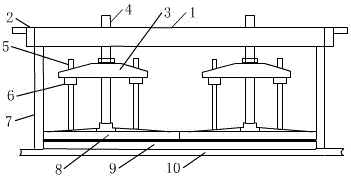 Ship body pasting plate pressing device