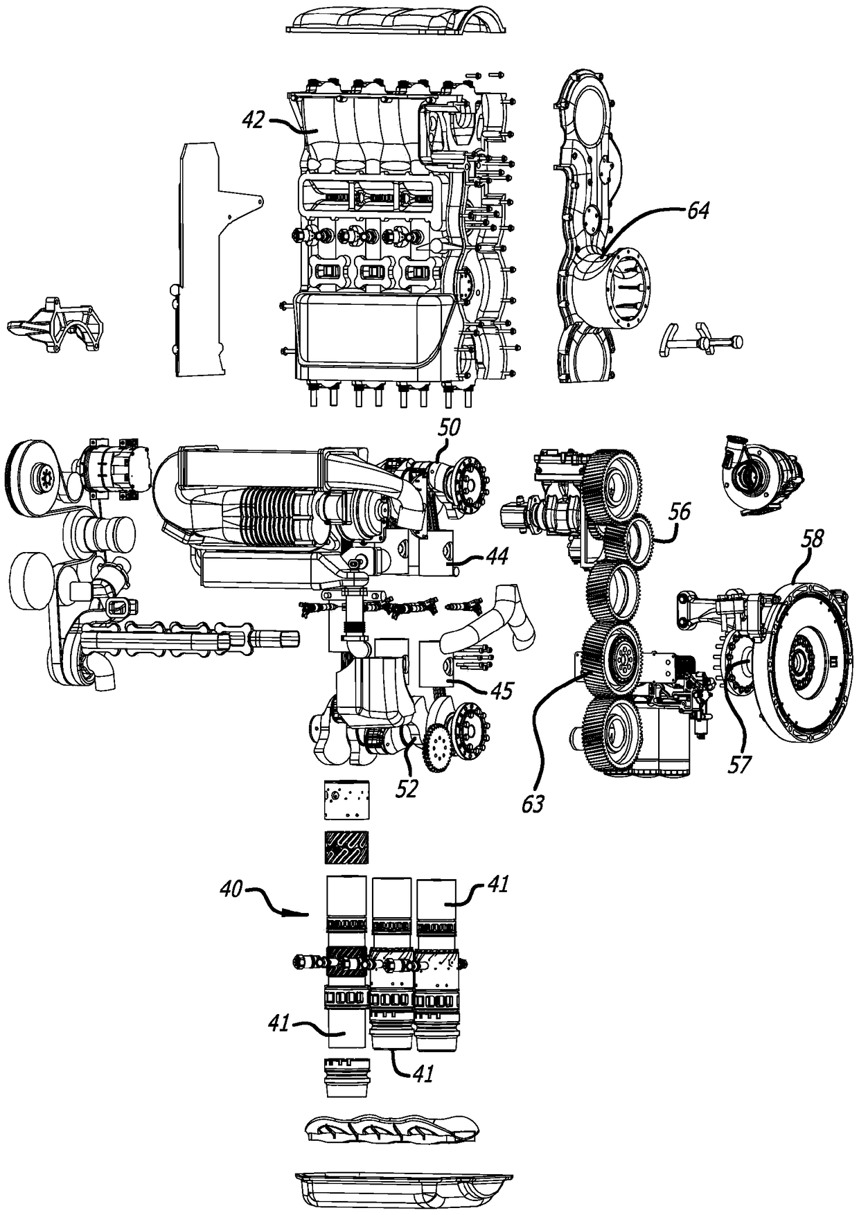 Opposed Piston Engine Layout in Heavy Trucks