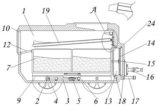 Self-screening type towing and collecting device for grain harvesting based on winnowing