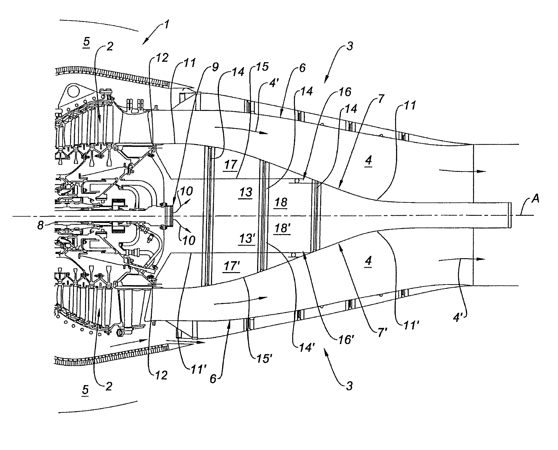 Central body of a turbojet nozzle