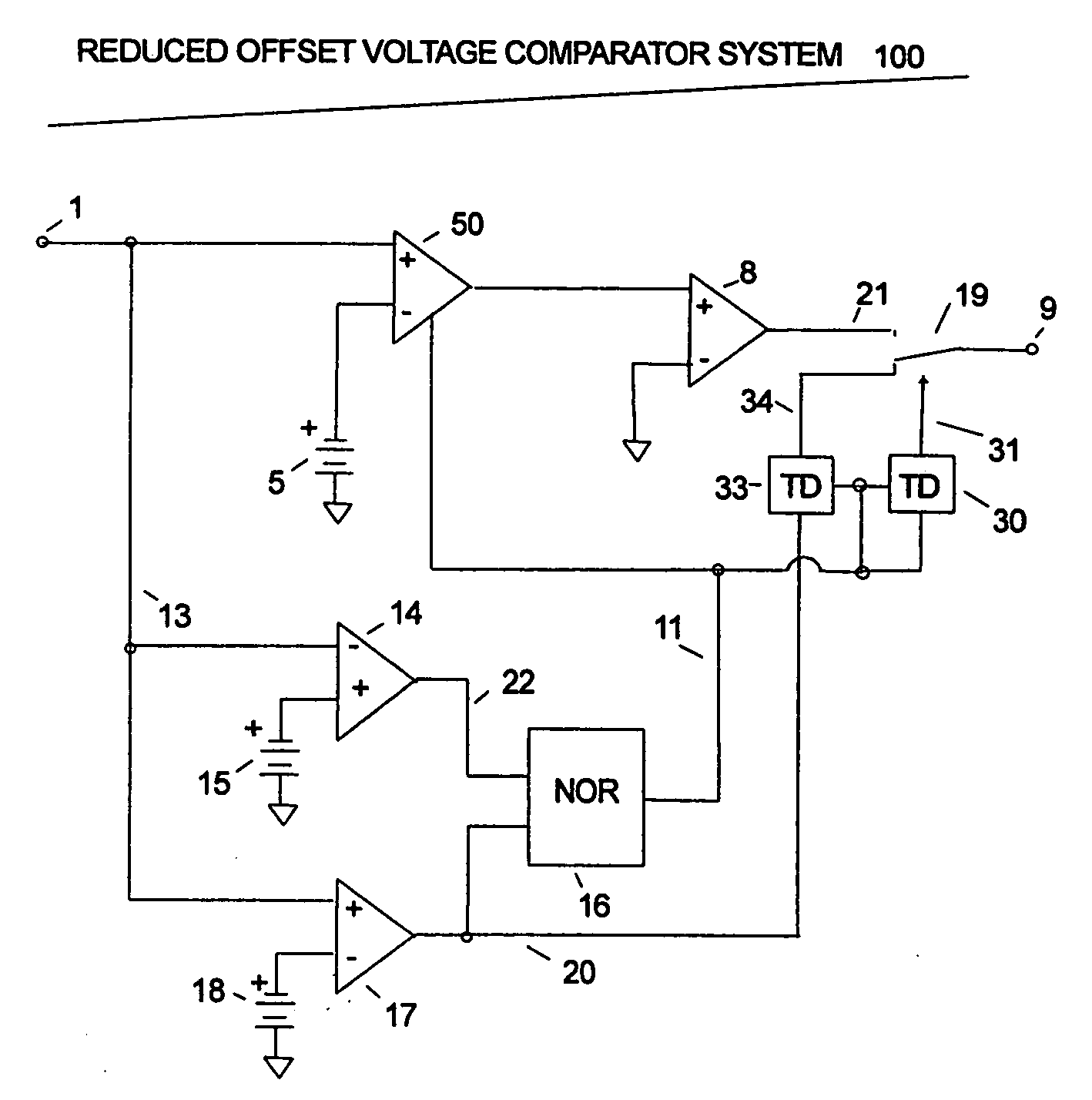 Reduced offset voltage comparator system