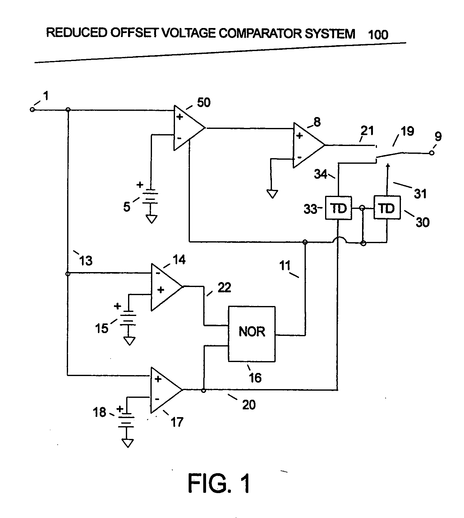 Reduced offset voltage comparator system