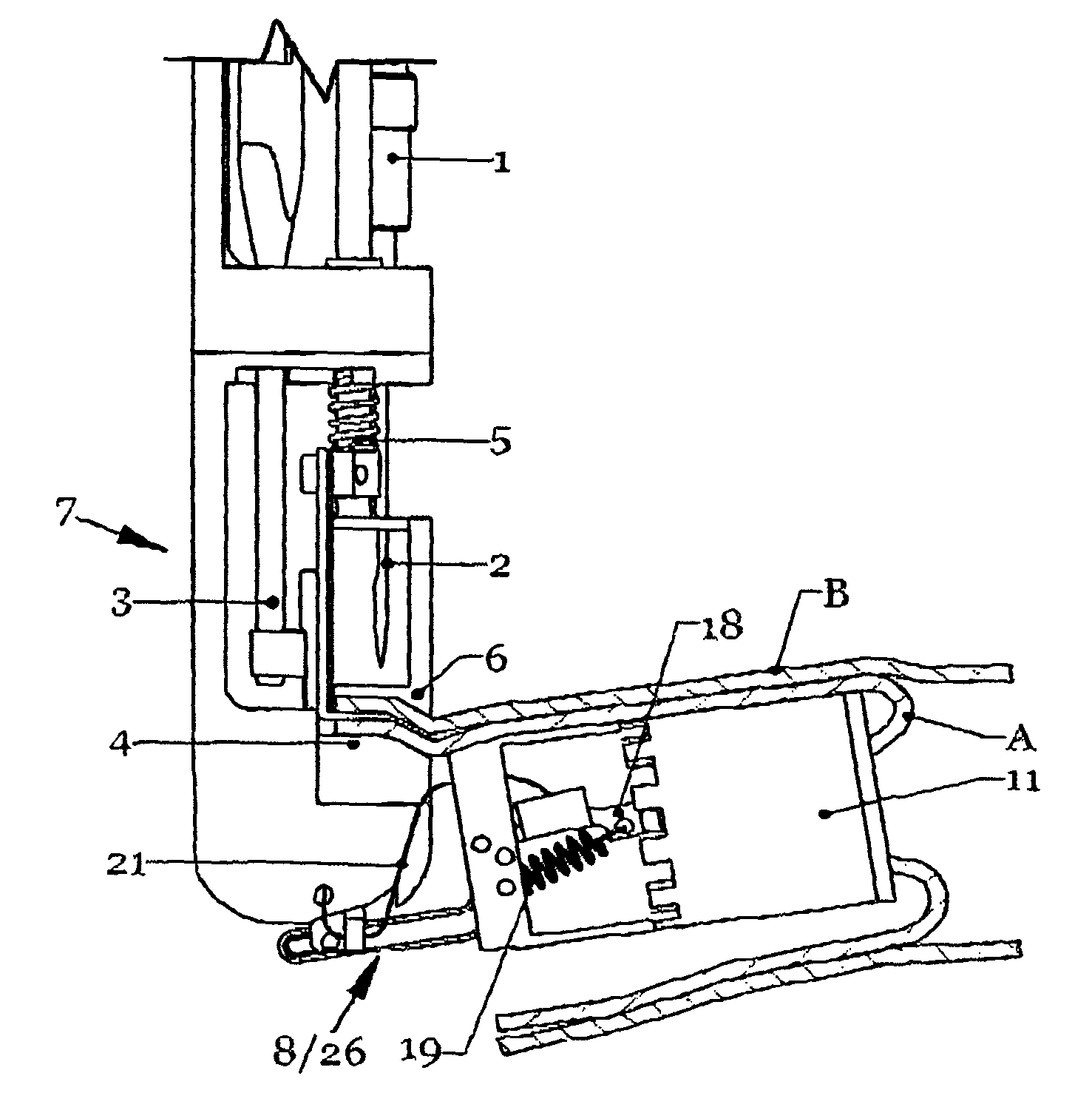 Device that can be mounted on a surgical sewing machine to form an end-to-end anastomosis between two hollow organs, suturing machine and process thereof