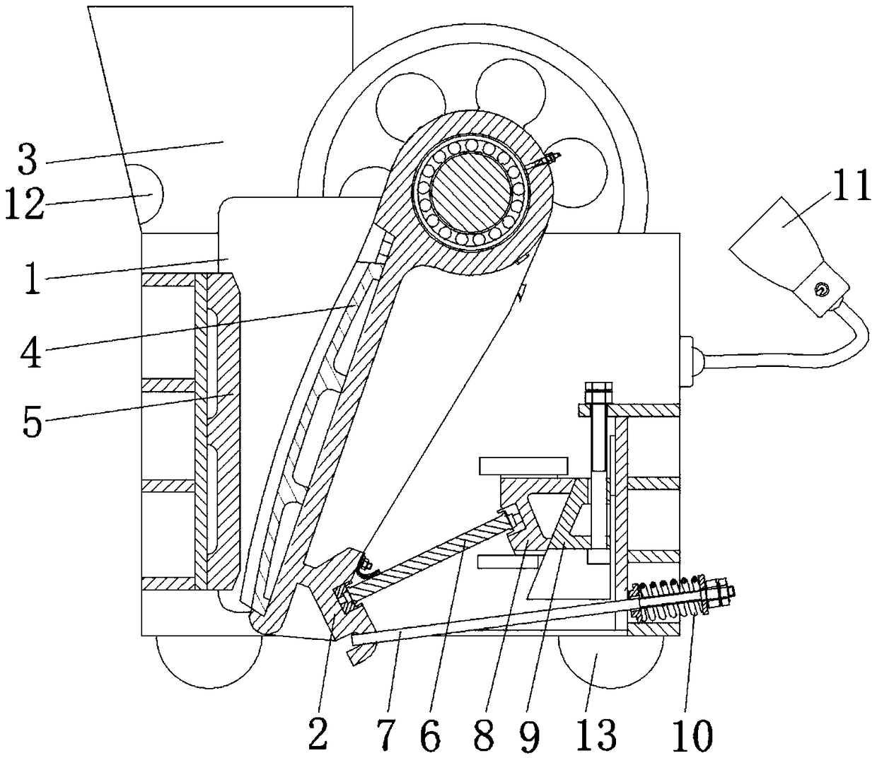 Crushing device with illumination function for building materials