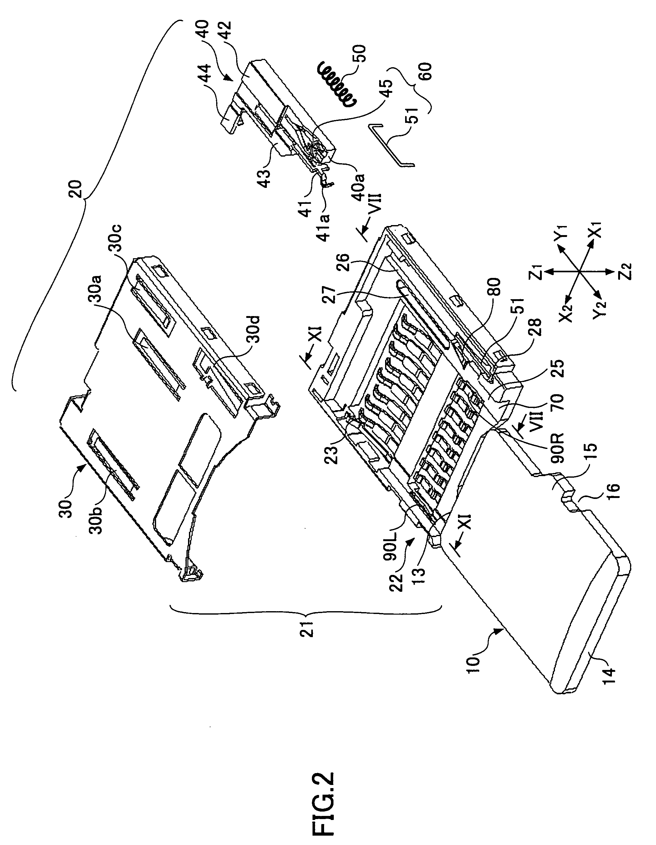 Card connector with a slider braking unit