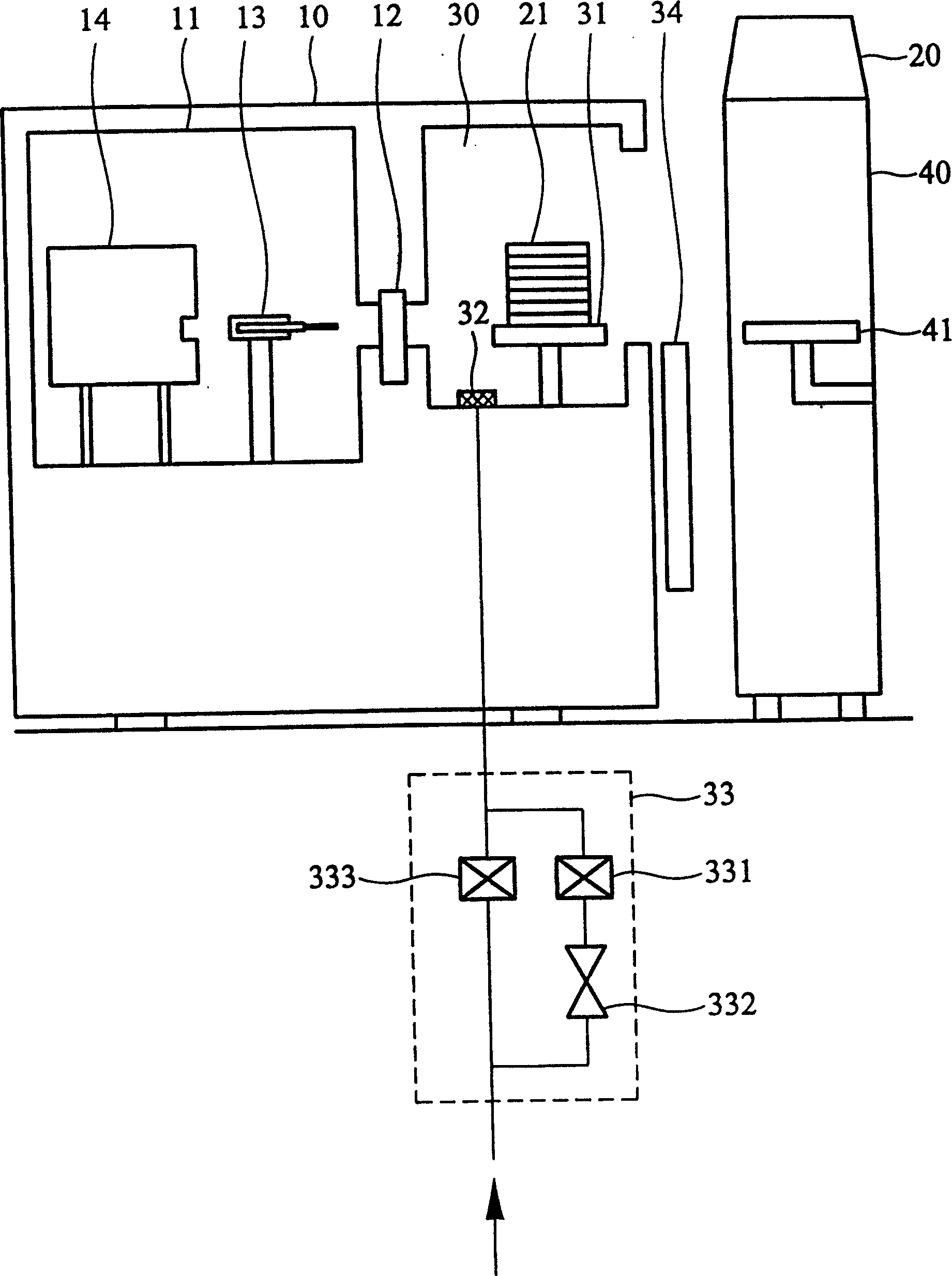 Air intake arrangement of isolating chamber