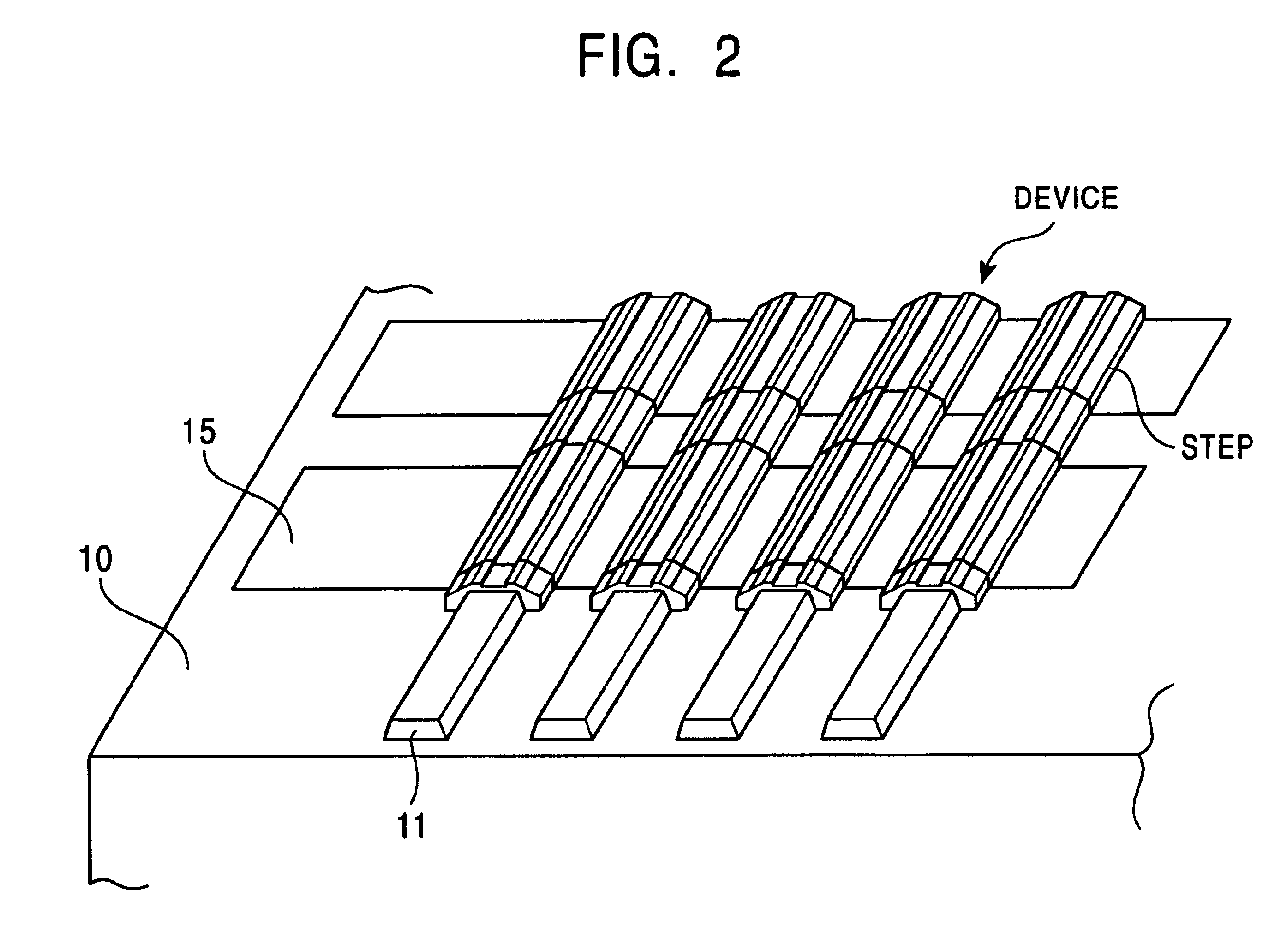 Display device of flat panel structure with emission devices of matrix array