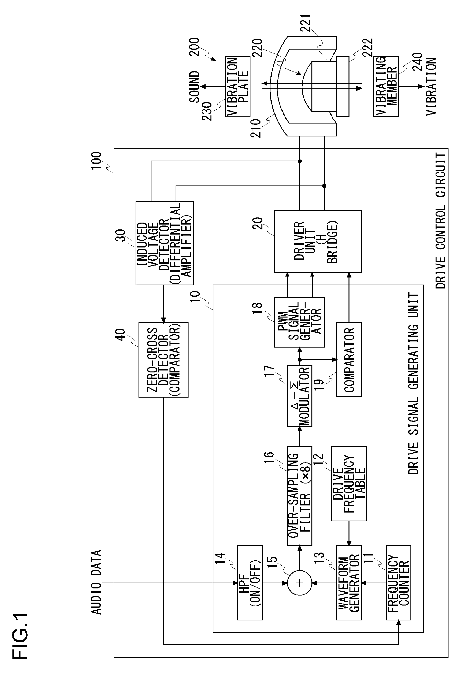 Drive control circuit for vibration speaker