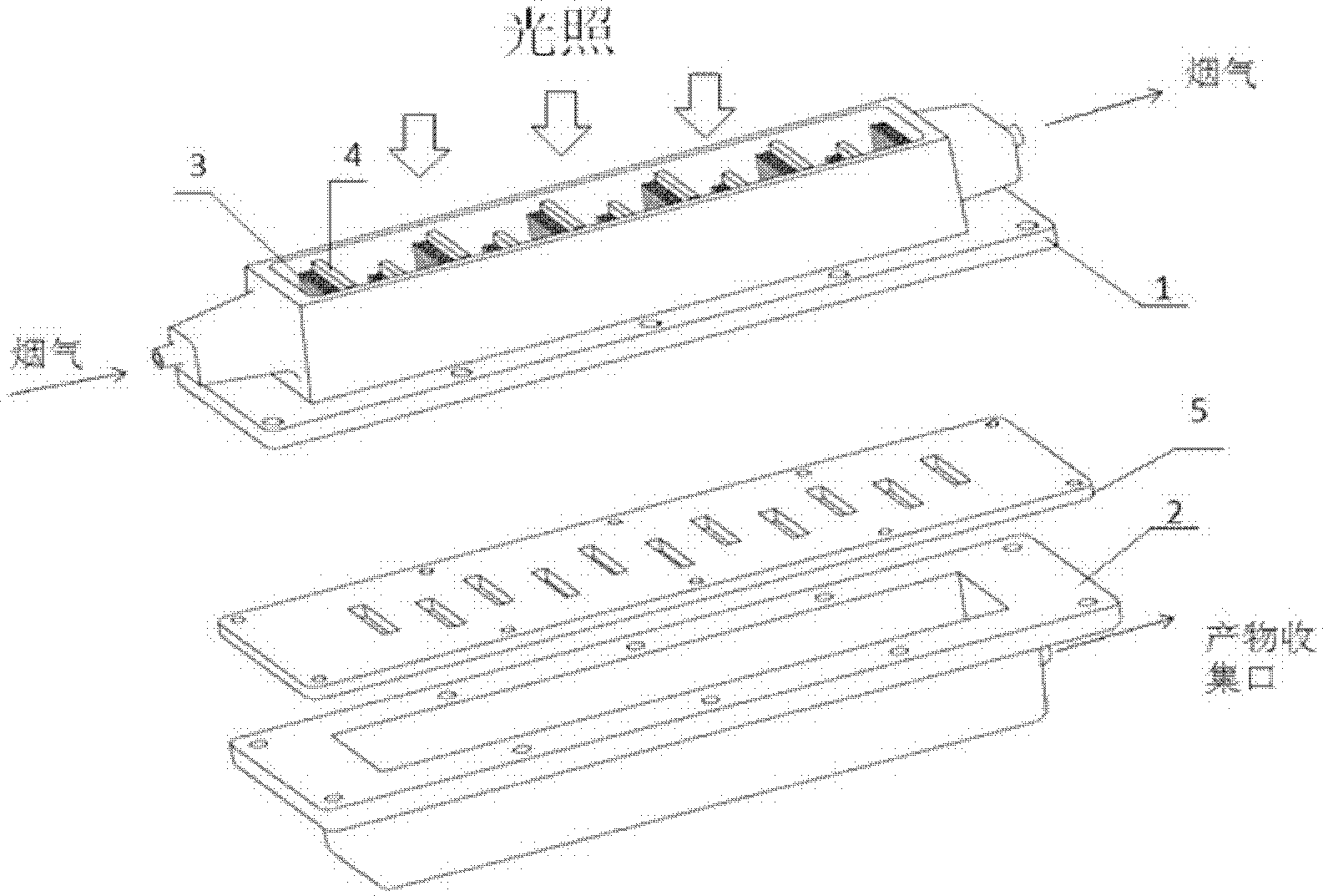 Photocatalysis reduction method and device for CO2 in flue gas in oxygen-enriched combustion power plant