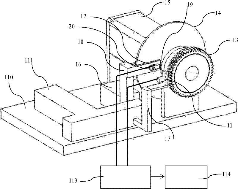 Device for detecting pitch error of acrylonitrile butadiene styrene (ABS) gear ring by magnetic induction