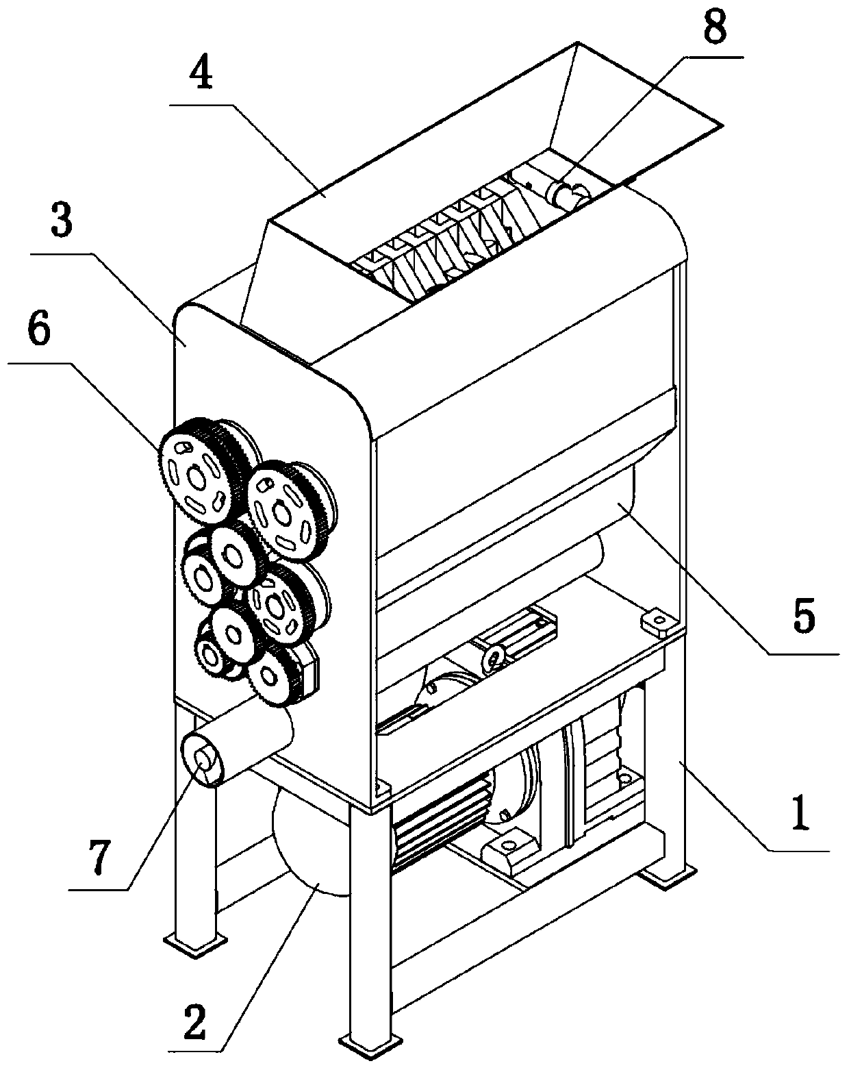 Funnel type permutation and combination kitchen waste processing device and processing method thereof