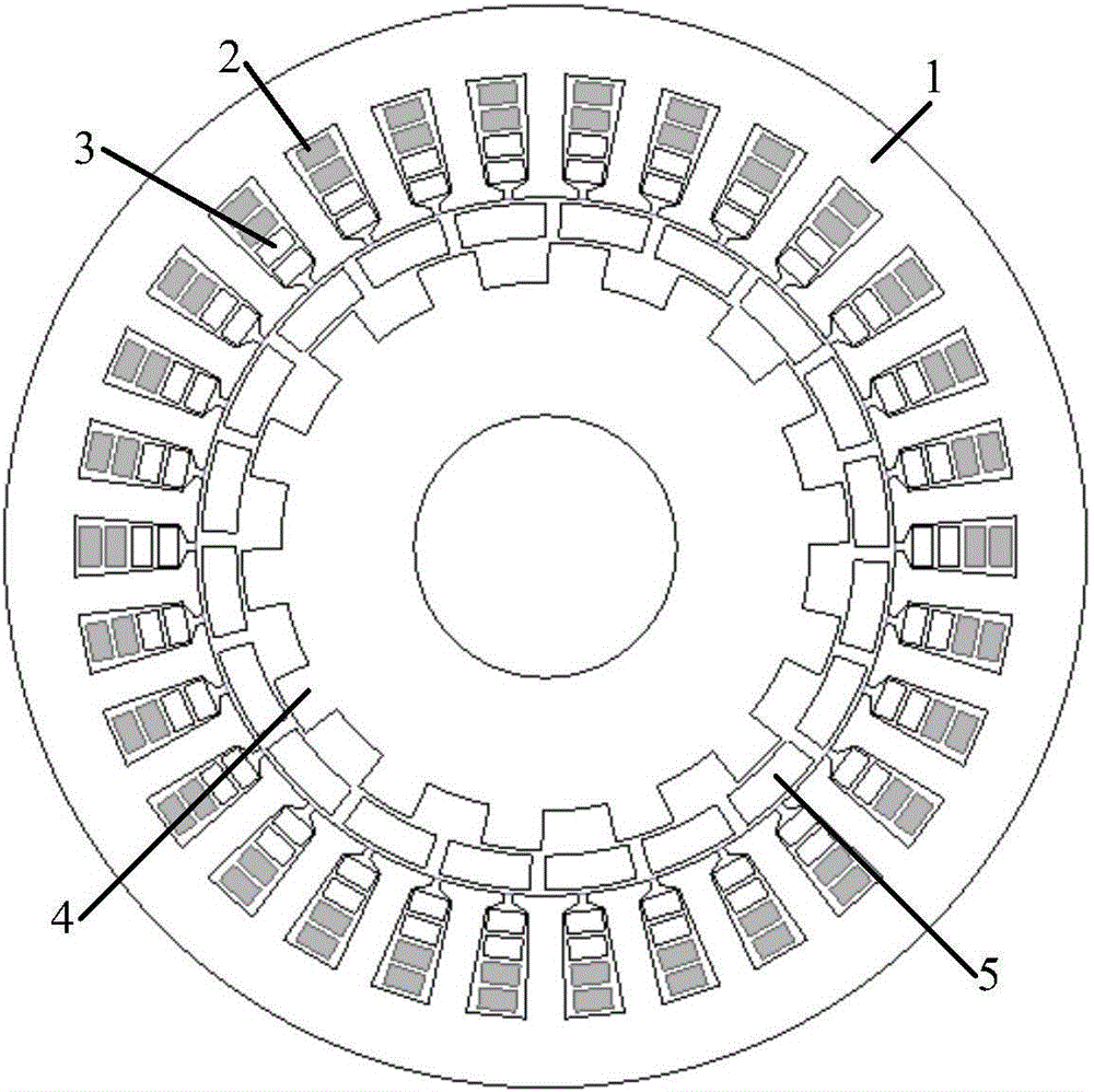 Brushless dual-mechanical-port permanent magnet motor based on magnetic field modulation principle