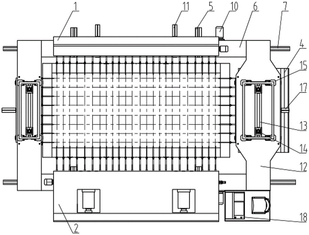 Two-direction pre-tensioned prestressing ballastless track slab movable tensioning equipment