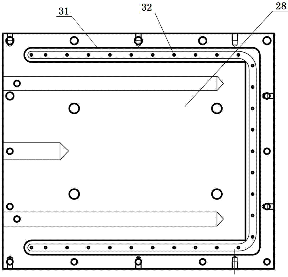 A pressing device of a standard garment pocket cloth folding and pressing machine