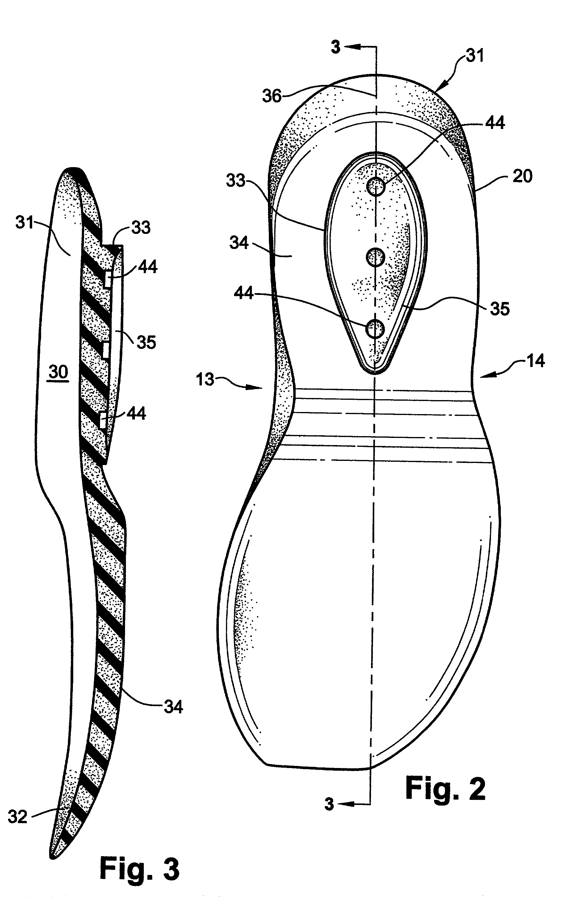 Shoe incorporating improved shock absorption and stabilizing elements