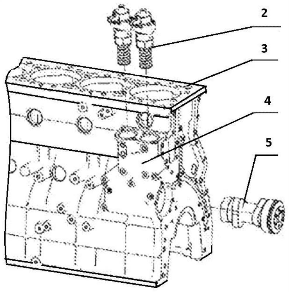 Engine block casting method with integrated high-pressure oil pump and cold iron core support for casting