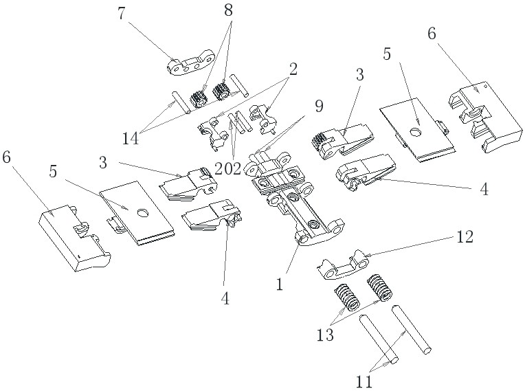 Lateral movement type bending hinge of flexible screen folding mobile phone