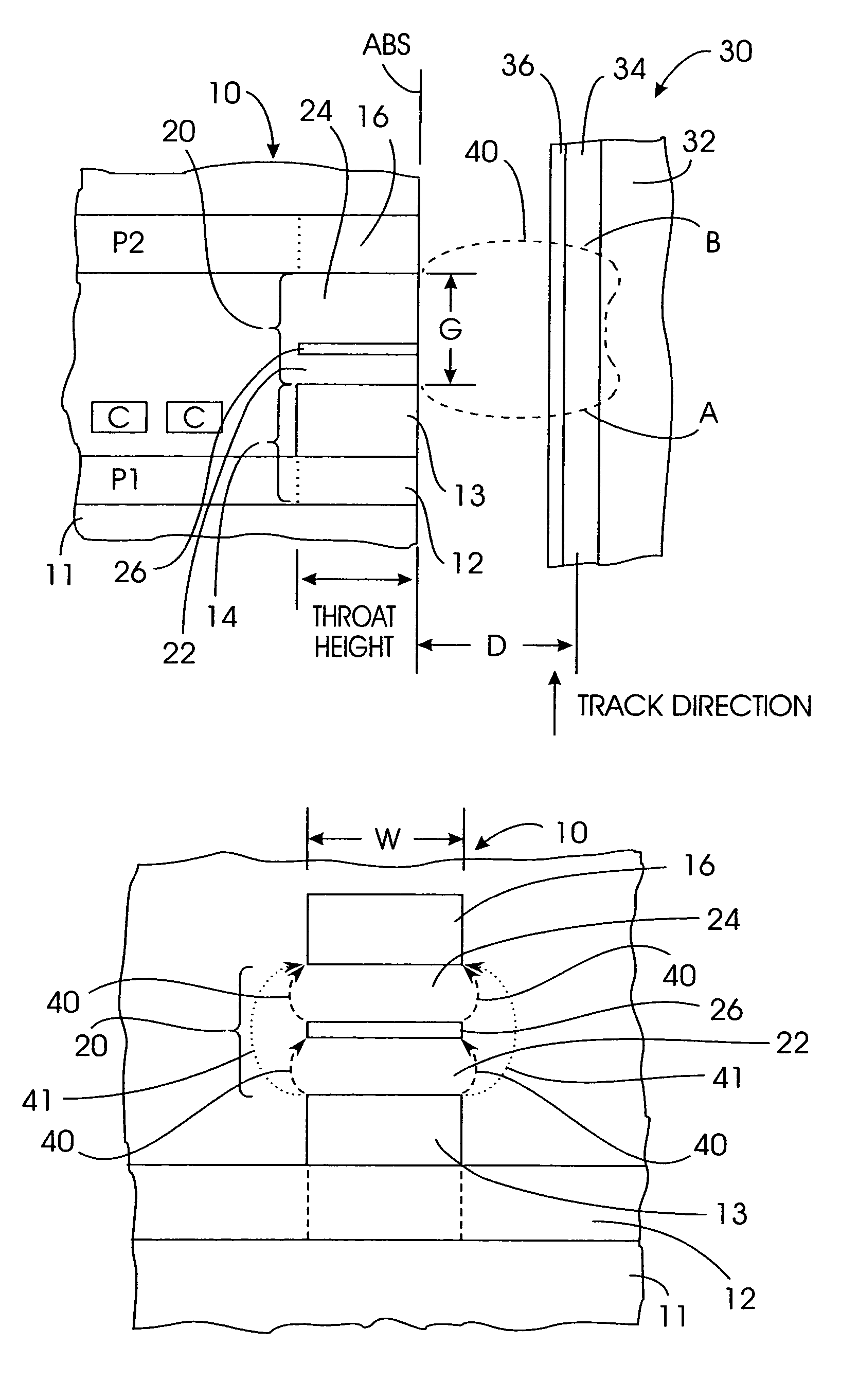 Thin film magnetic recording inductive write head with laminated write gap