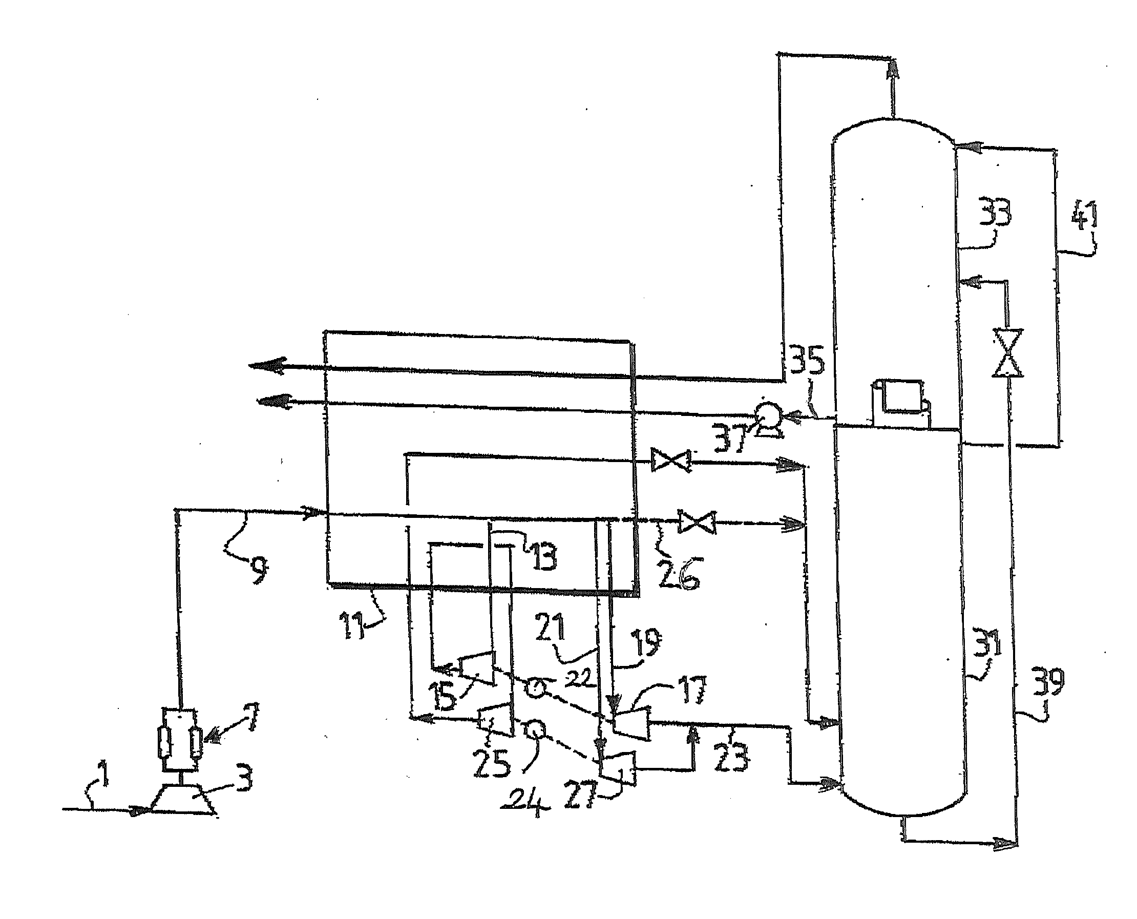 Method for producing a pressurised air gas by means of cryogenic distillation