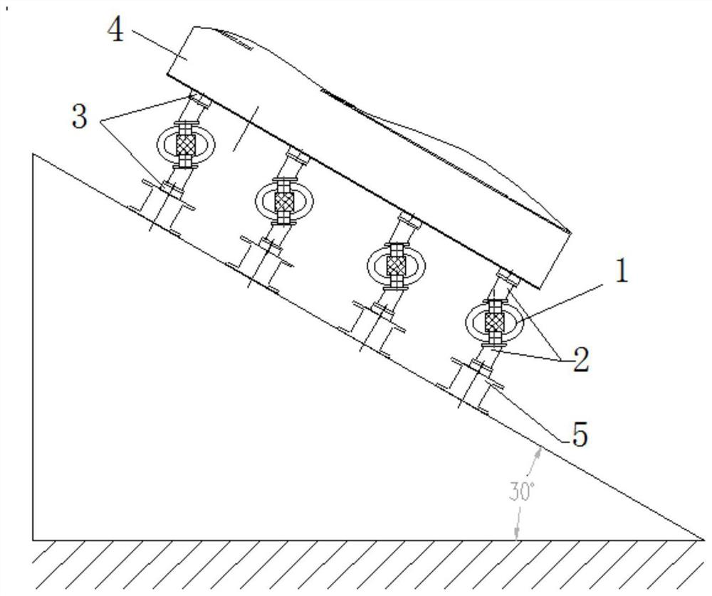 A strong impact test adjustment device and method suitable for shipboard electronic equipment