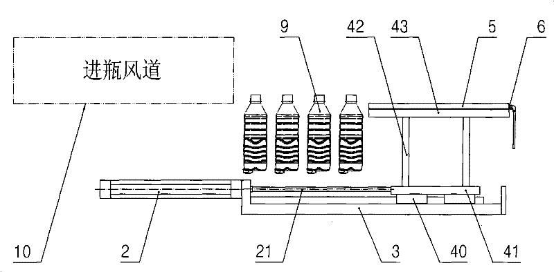 Bottle conveying device of bottle blowing machine