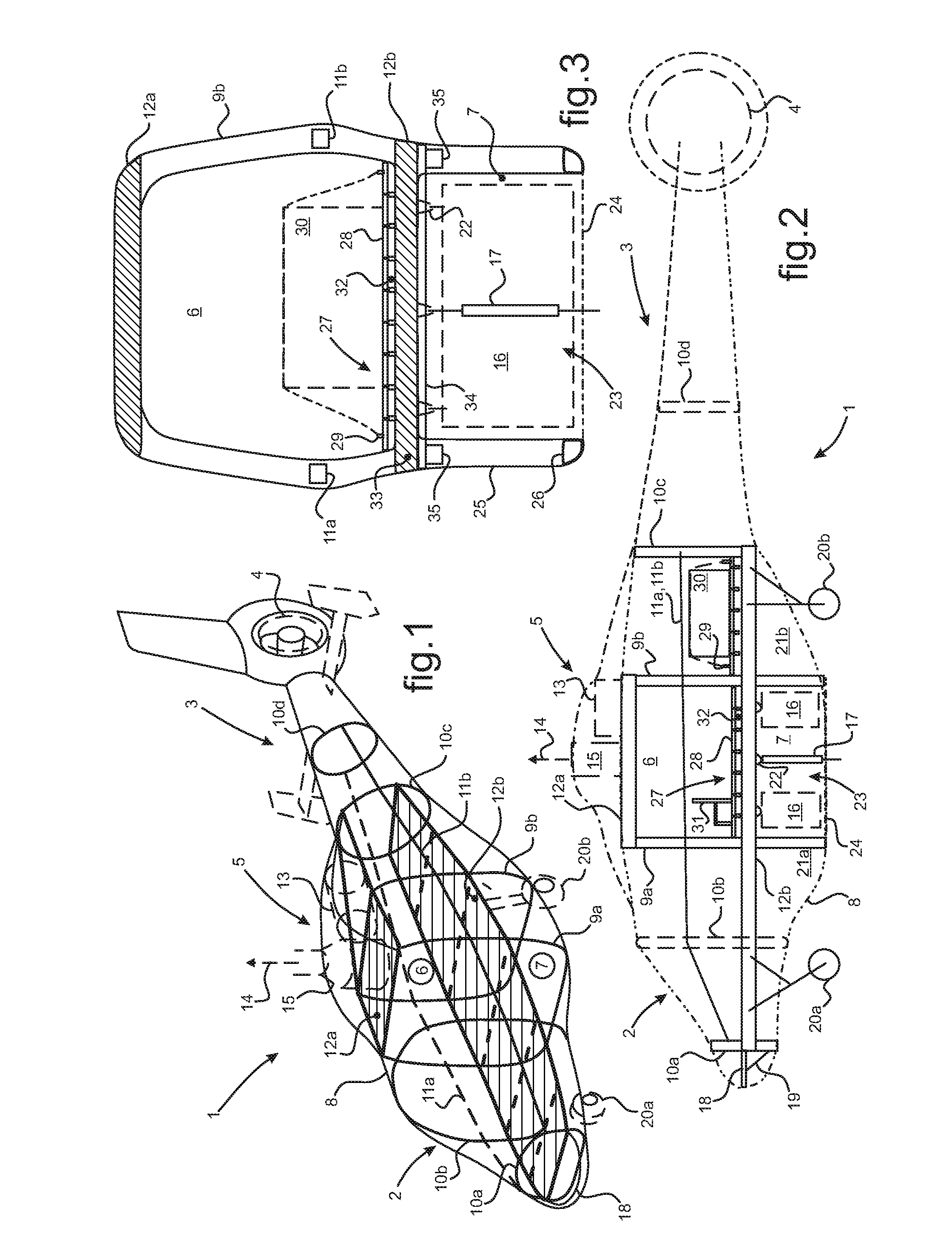 Rotorcraft fuselage structure incorporating a load-bearing middle floor interposed between a cabin space and an equipment space