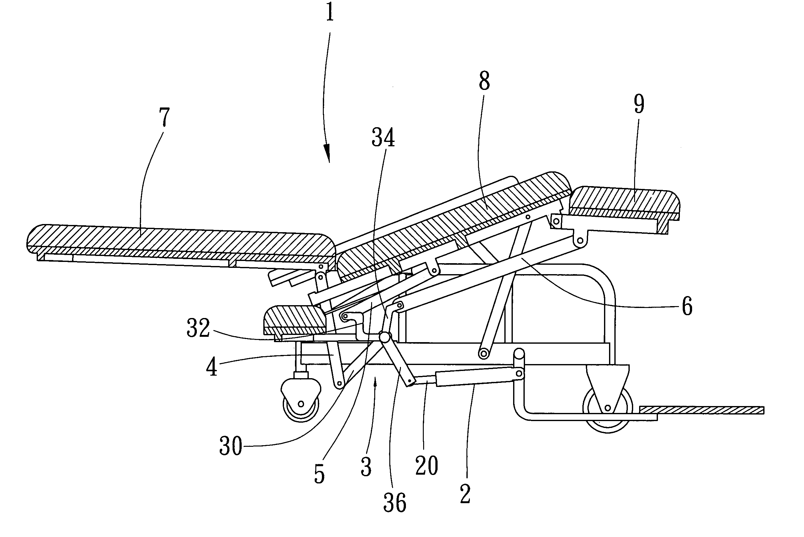 Medical chair having synchronously adjusting function