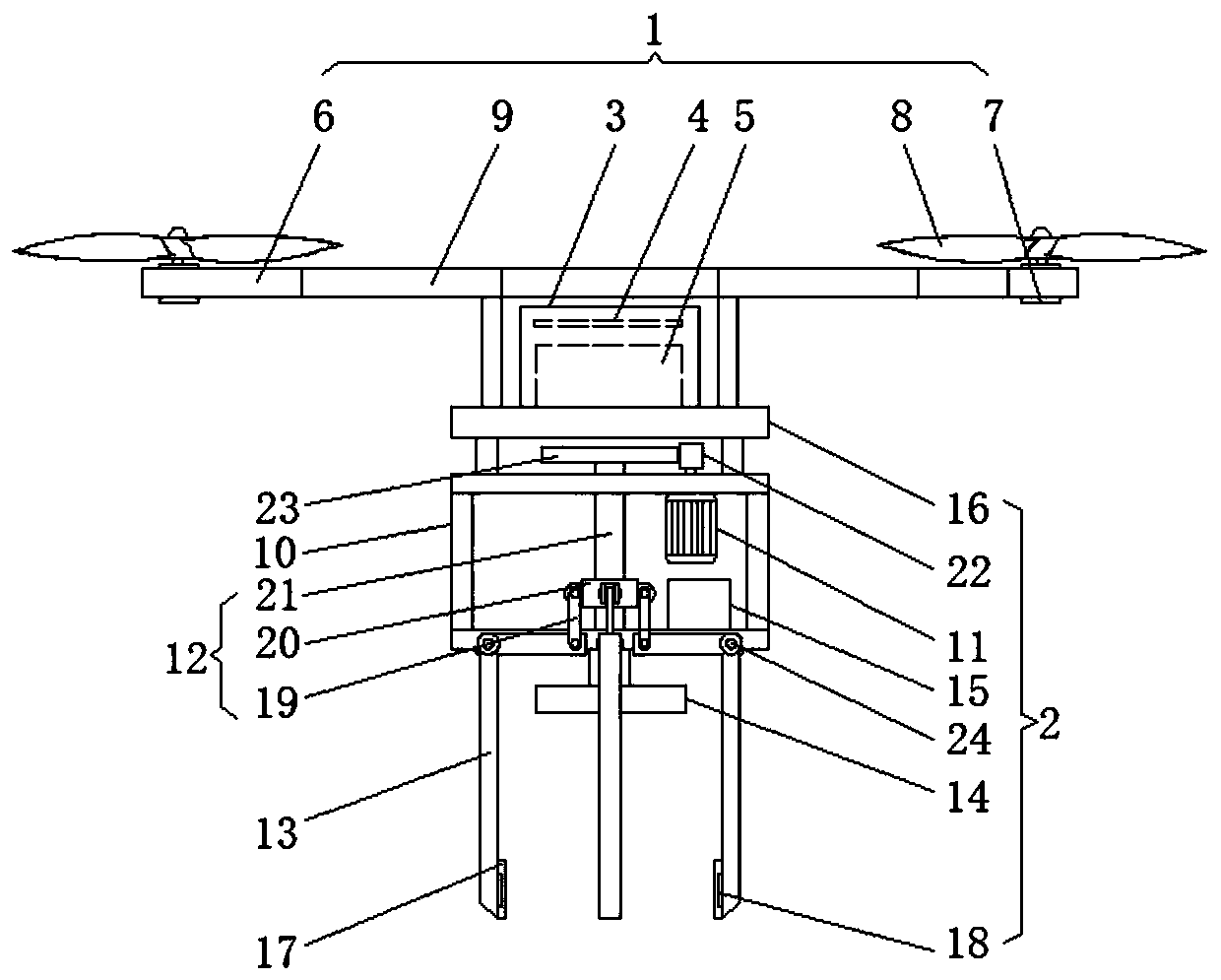 Unmanned aerial vehicle multifunctional fetching device and method