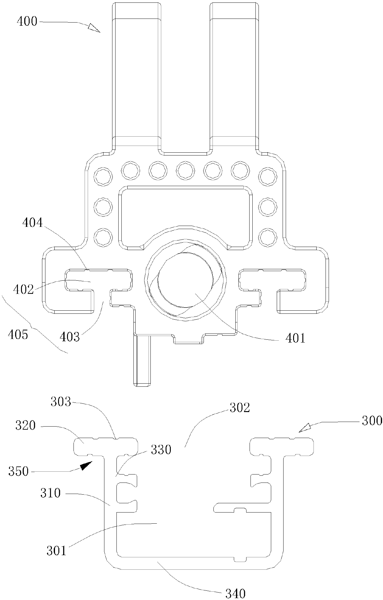 Guide rail, sliding block and driving device