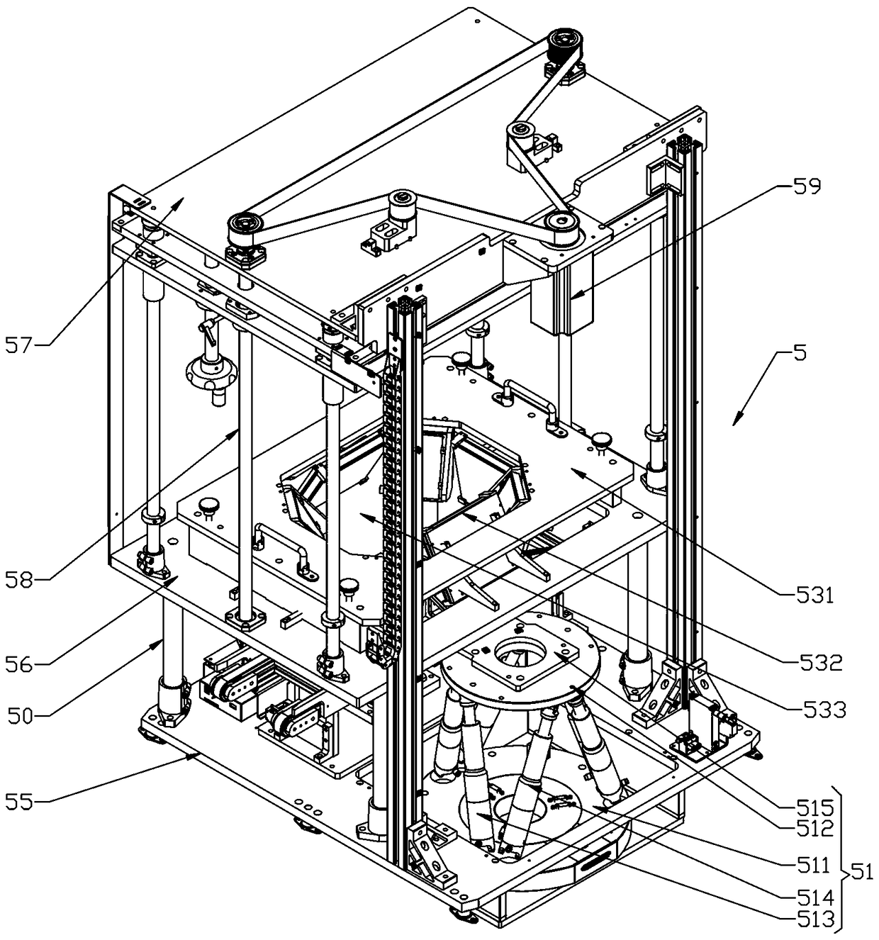 Return line type self-calibration camera assembly equipment