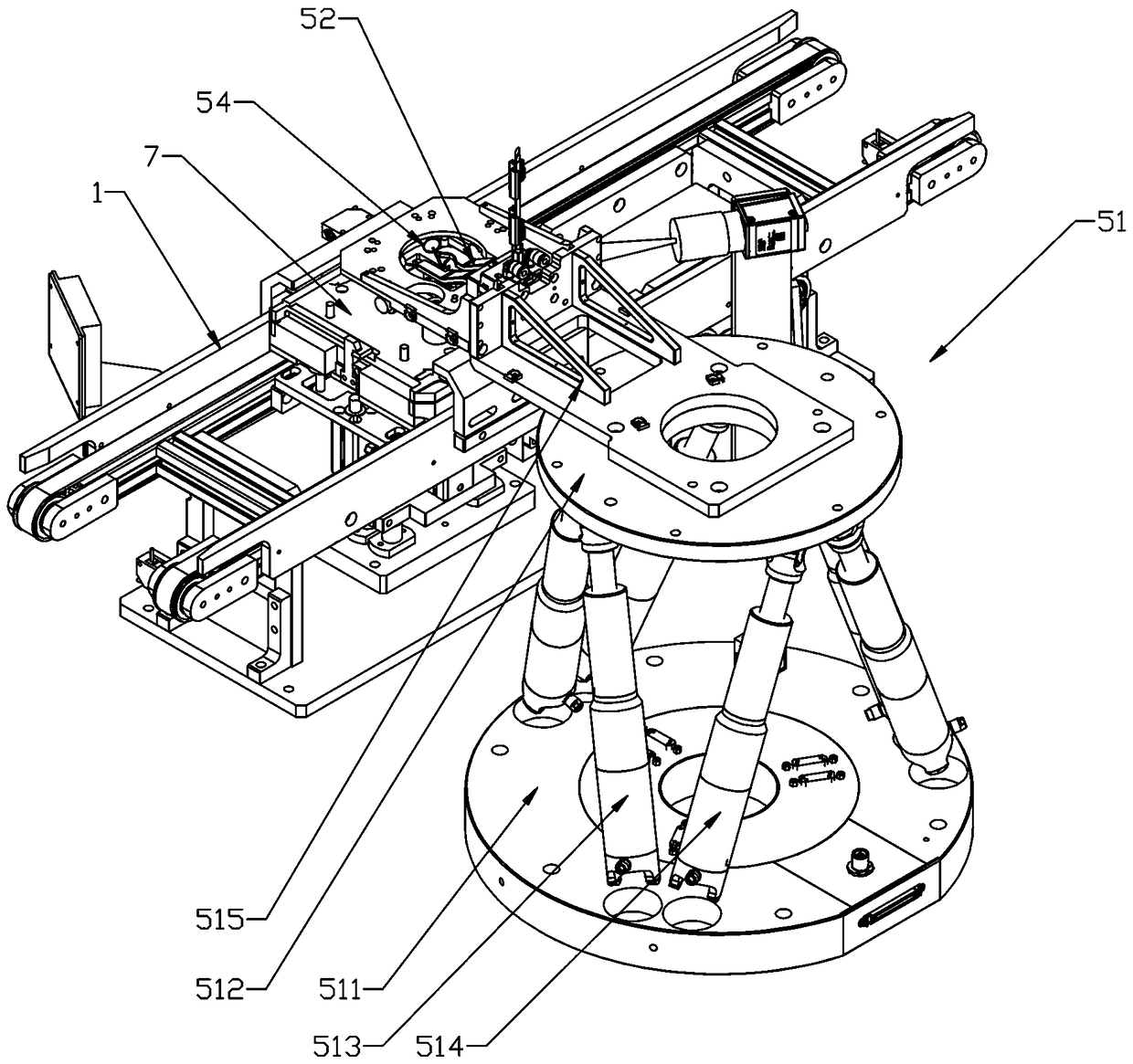 Return line type self-calibration camera assembly equipment