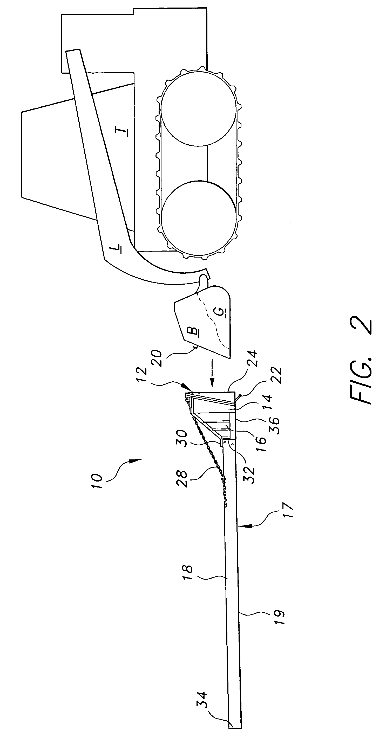 Front end loader bucket discharge funnel and distributor