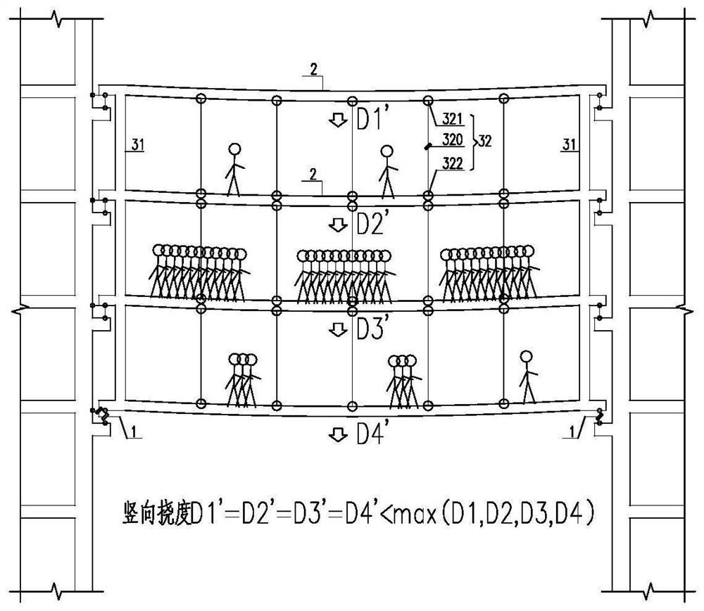 Multi-layered vibration suppression structure with tension assembly