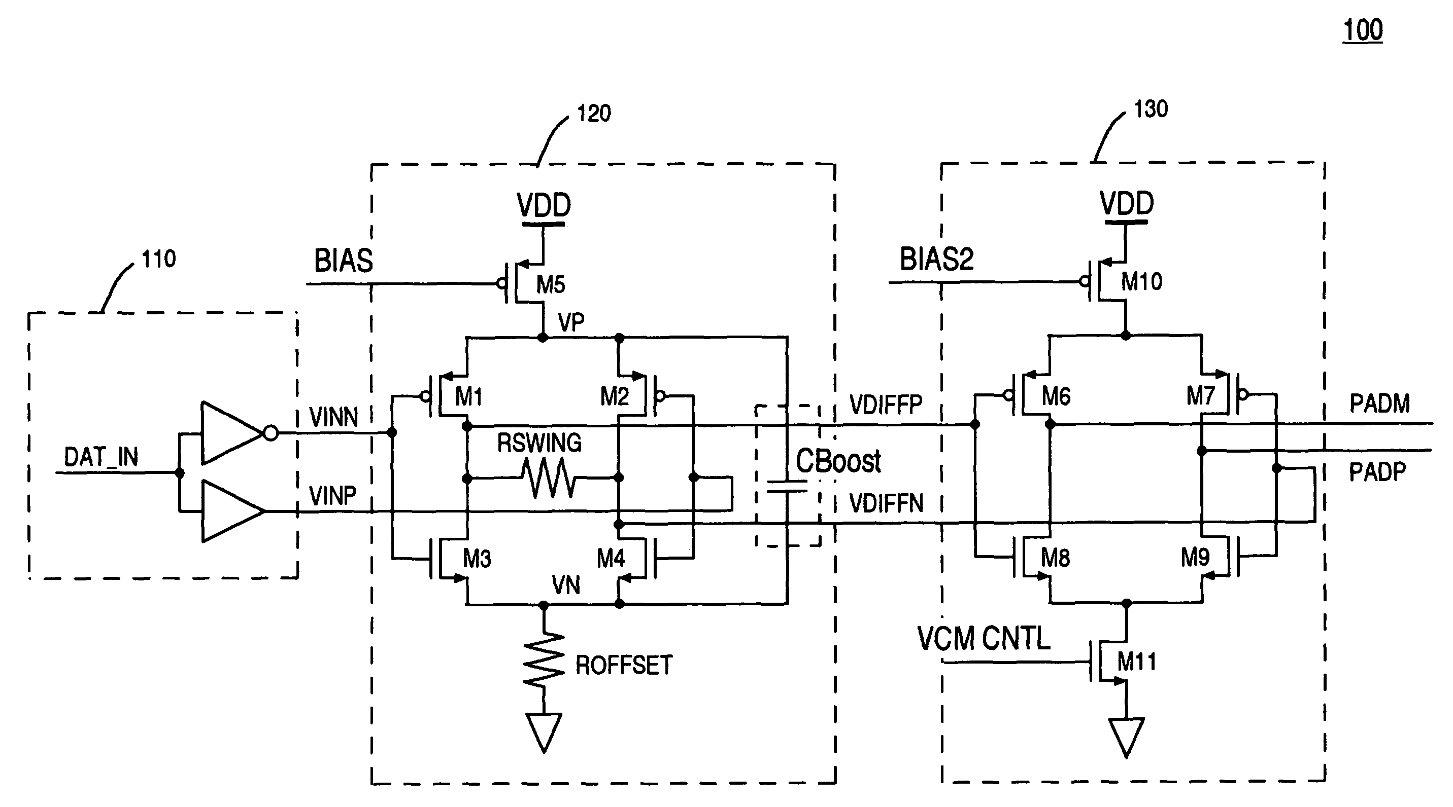 Reduced swing differential pre-drive circuit