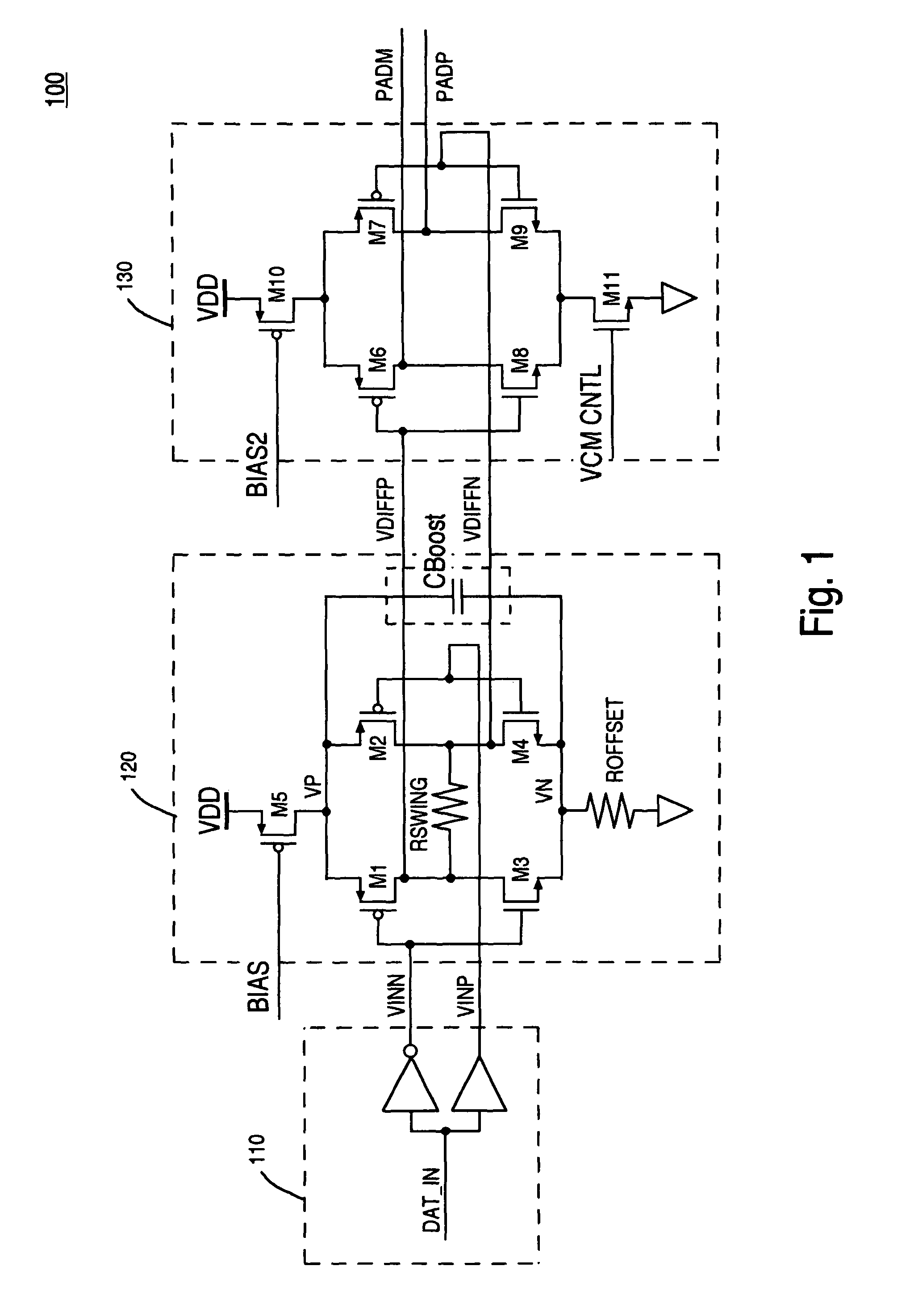 Reduced swing differential pre-drive circuit