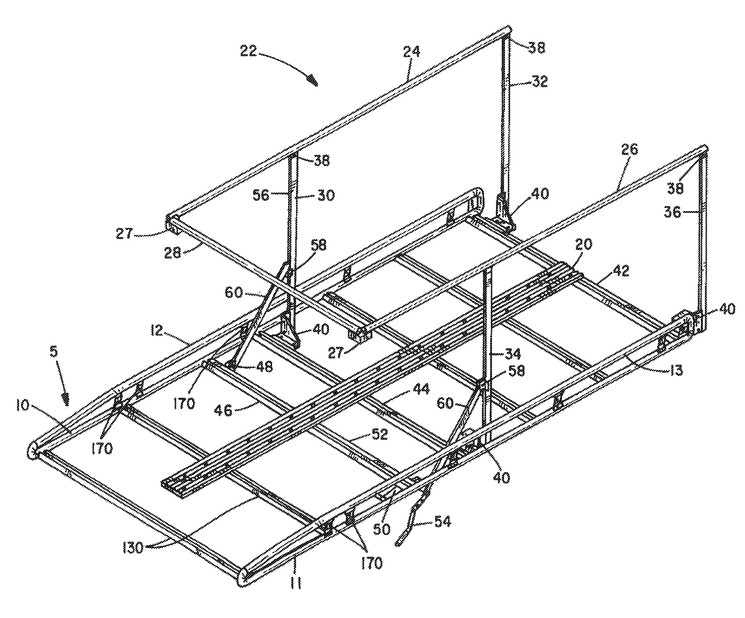 Vehicle roof rack with collapsible handrail assembly